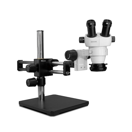 Scienscope ELZ Stereo Zoom Microscope And Low-Profile LED Light On Dual Arm Stand ELZ-PK5D-R3E